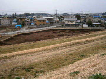 浅間下遺跡：江戸川の土手から遺跡を望む