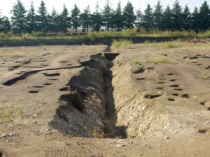 皂樹原・檜下遺跡：「阿保境館跡」につながる溝跡