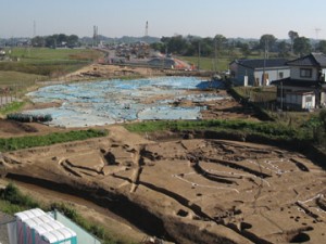 富田後遺跡：住居域の航空写真